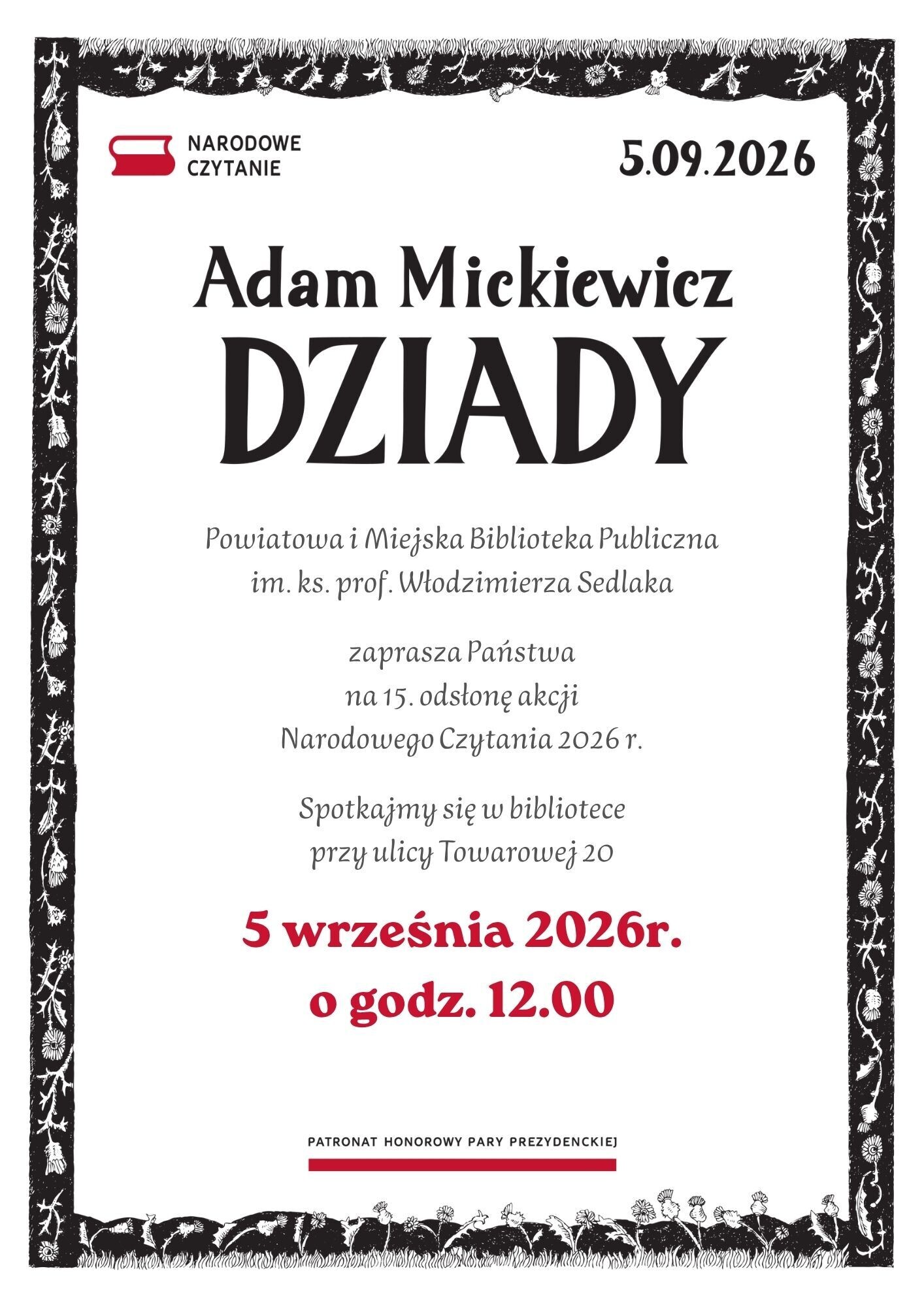 05.09 Narodowe Czytanie 2026 „Dziady” -Adama Mickiewicza