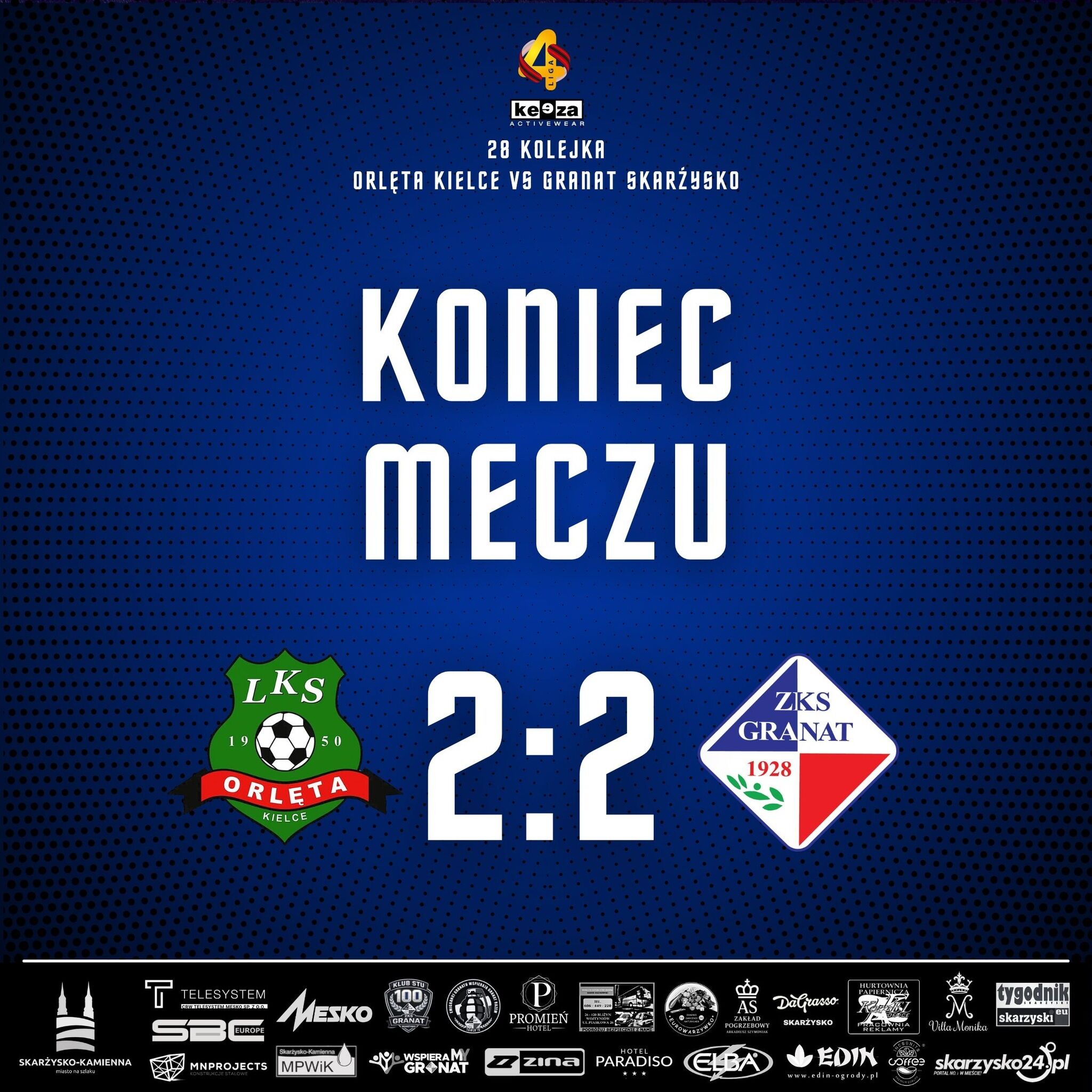 Podział punktów w Kielcach. Remis Granatu z Orlętami 