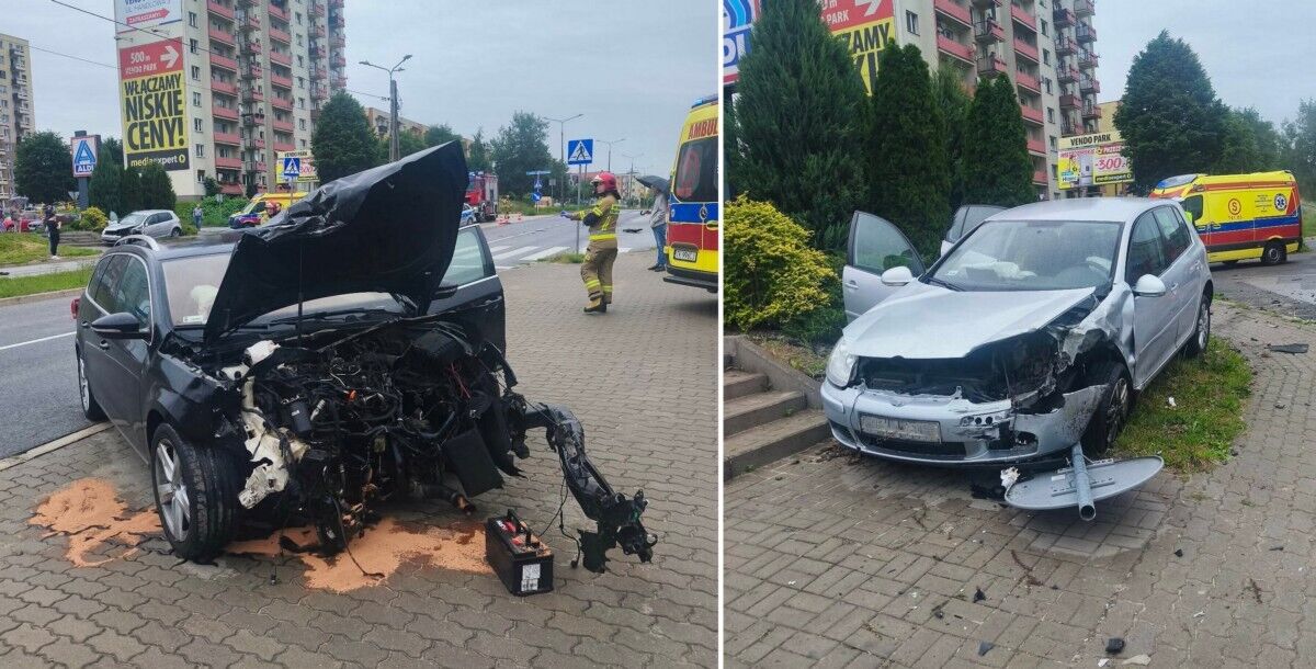 Groźna kolizja na skrzyżowaniu Piłsudskiego i Grottgera. Wśród uczestników dwie kobiety w ciąży